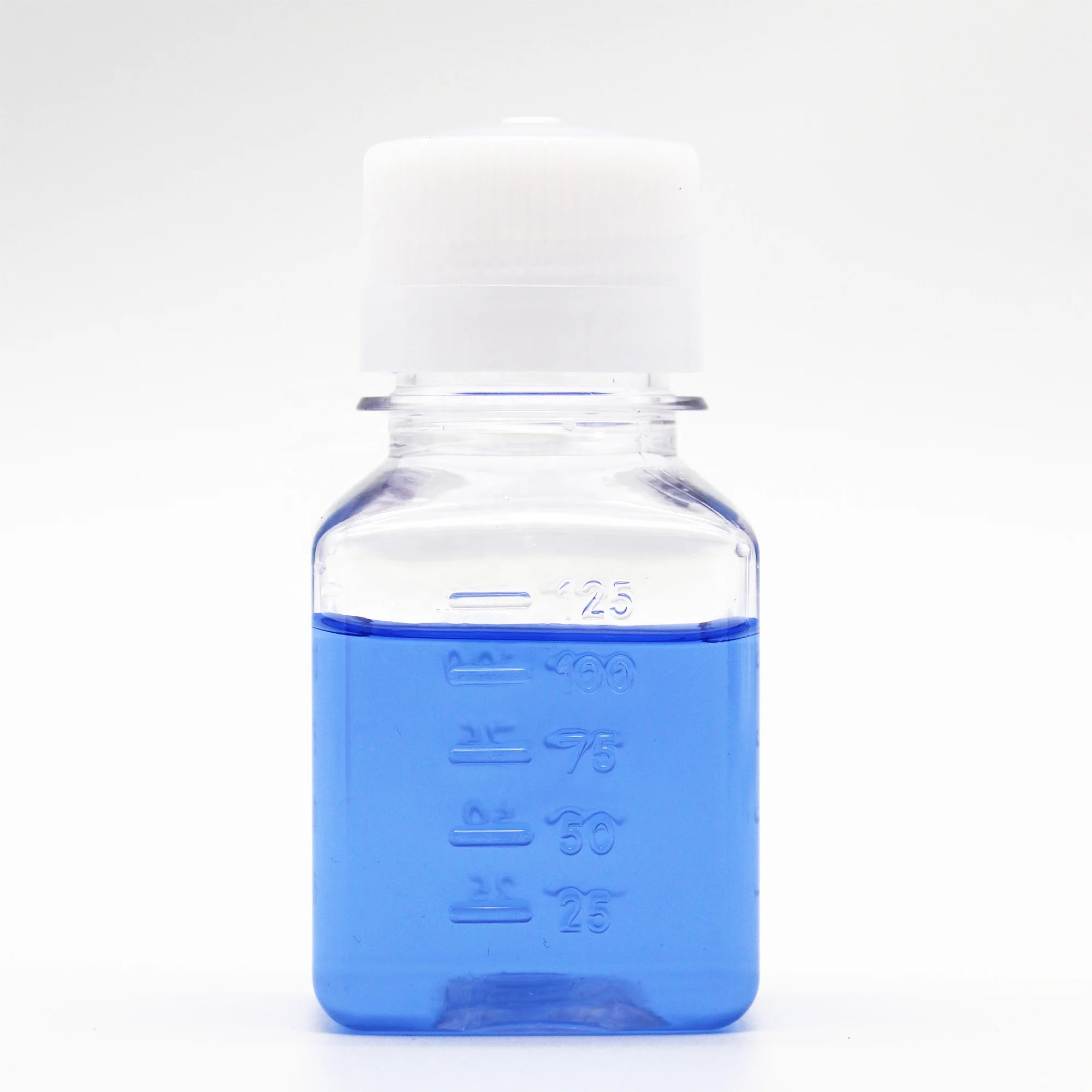 G0125 sterile Clear Square Serum Bottles 125ml petg plastic media bottle 30ml 50ml 60ml 250ml 500ml 1000ml