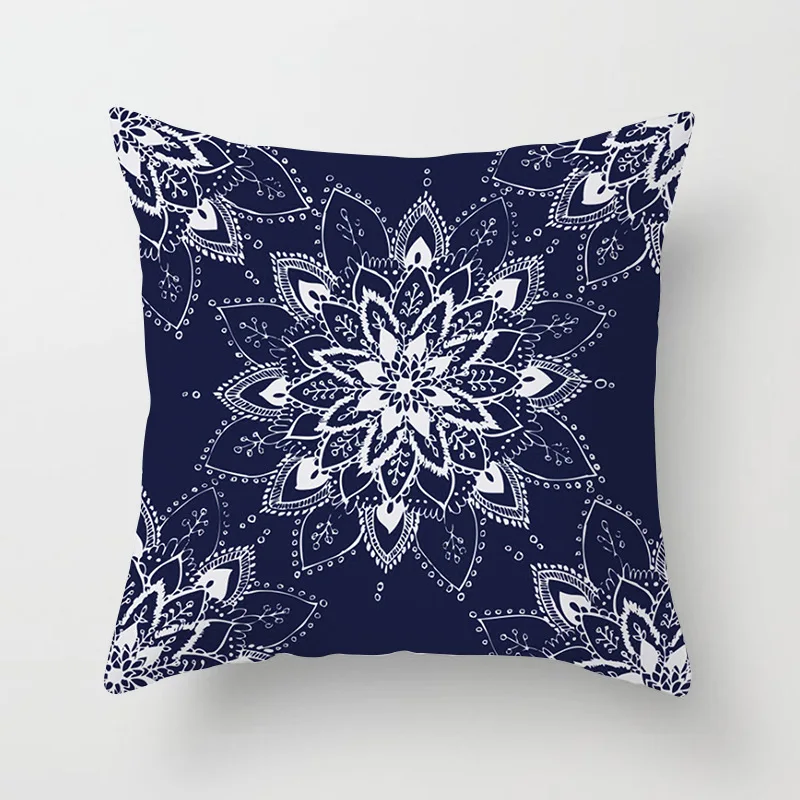 Custom Printed Home Decorative Boho Throw Pillow Covers Oriental Green Mandala Cushion Cover