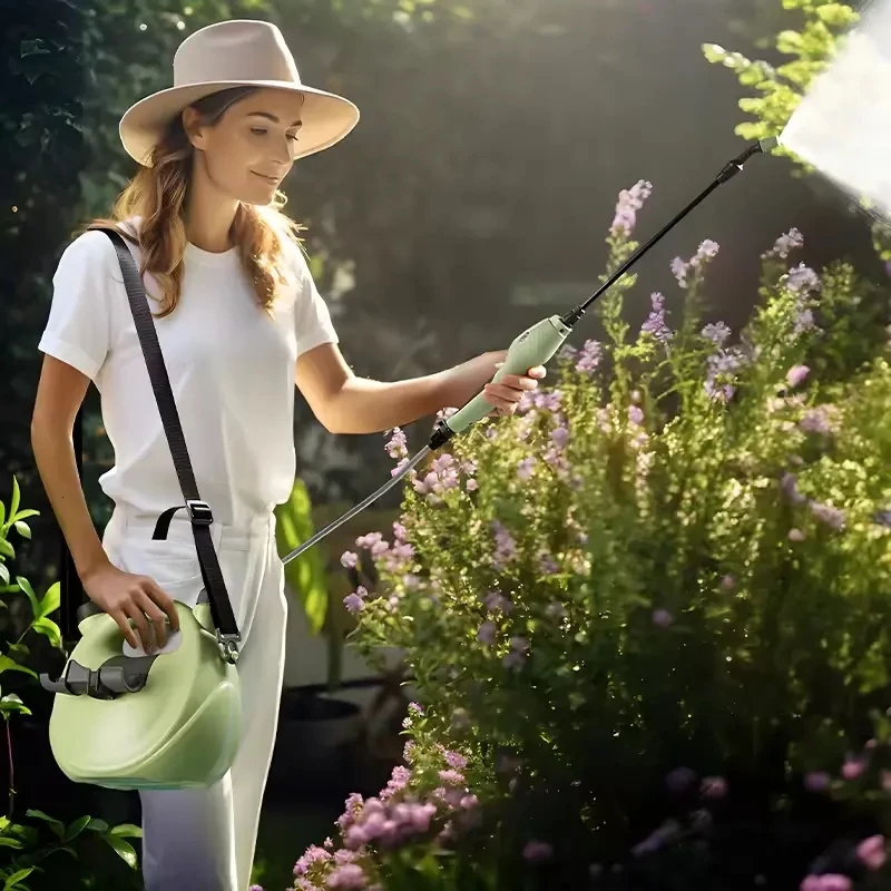 5L Electric Garden Sprayer Type C Rechargeable Battery Digital Screen Display Long Rod with Shoulder Strap for Garden Planting