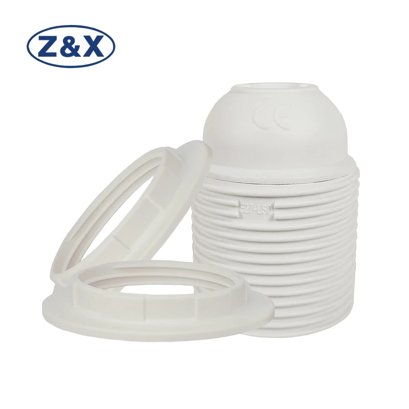 Russian Market wholesale E27 Screw Black Bulb Socket One Ring plastic Lamp Holder