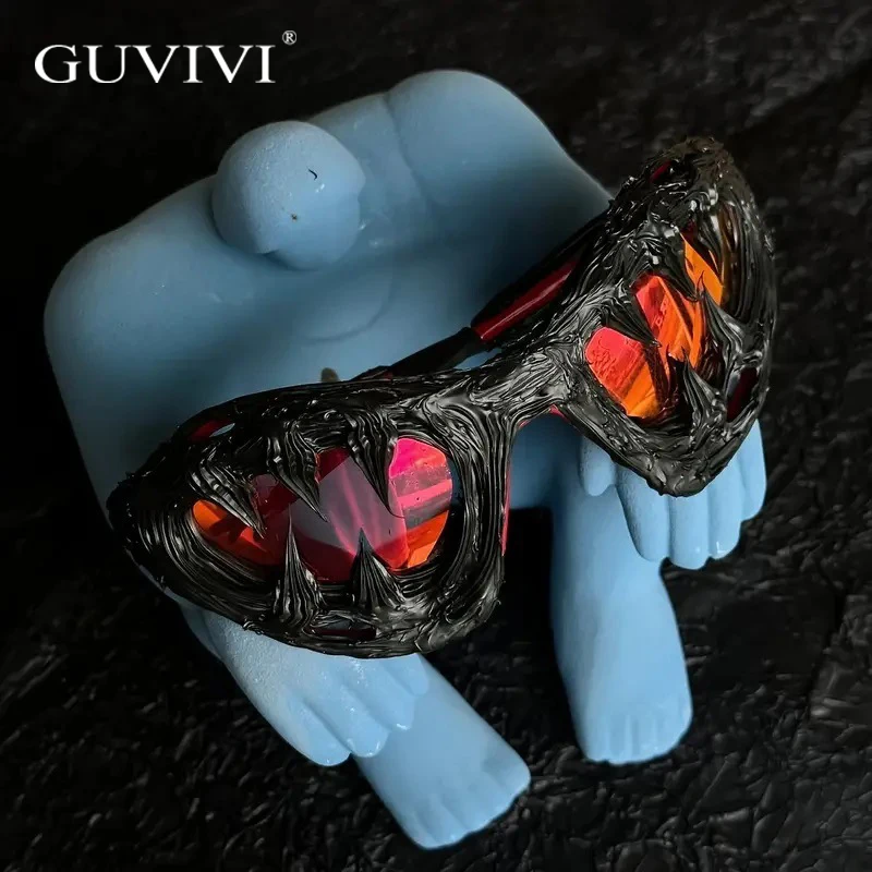 2025 футуристические спортивные солнцезащитные очки мужские и женские модные большие оправы ручной работы резиновые UV400 для вечеринок