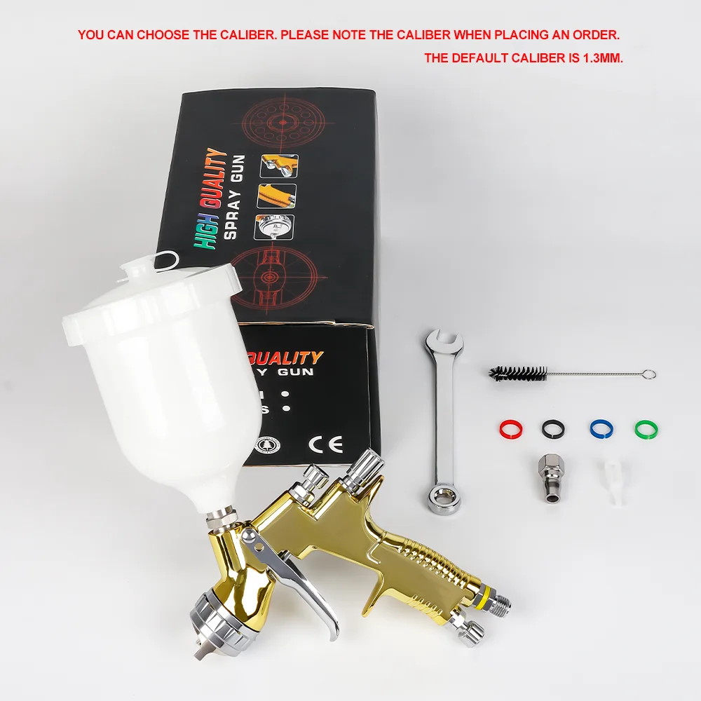 Professional Type HVLP Gold Spray Gun With 1.3mm Nozzle Spray Gun Pneumatic Painting For Car Repainting.