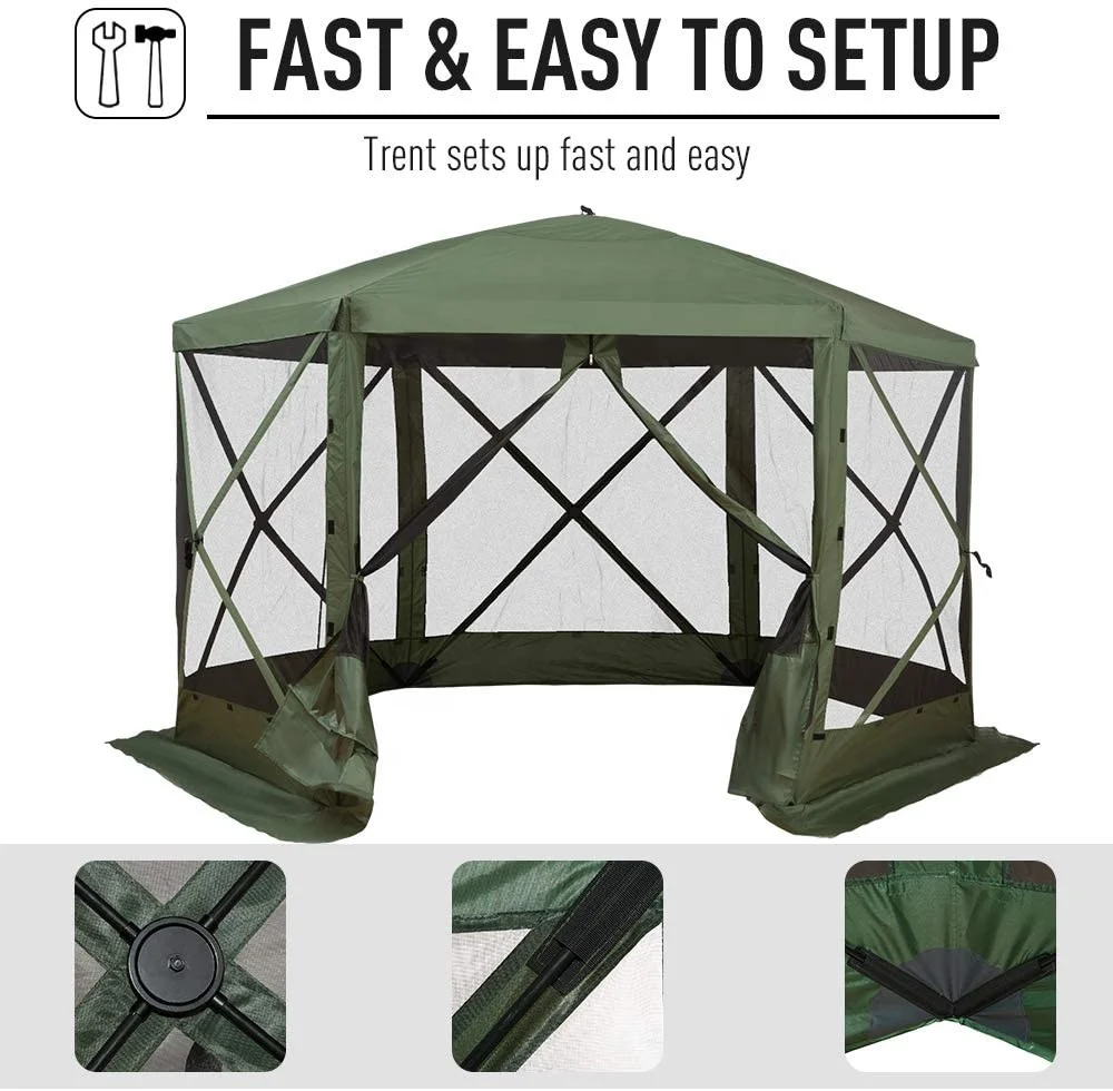 Easy Pop Up, Portable, Camping and Outdoors Gazebo Day Screen Tent Camping Canopy with Mesh