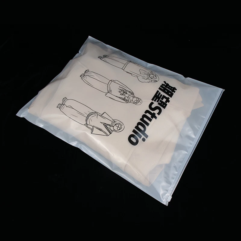 Custom logo printed Slide Ziplock Zipper Plastic Bag Clear Transparent Clothing Tshirt Poly Zip Bag
