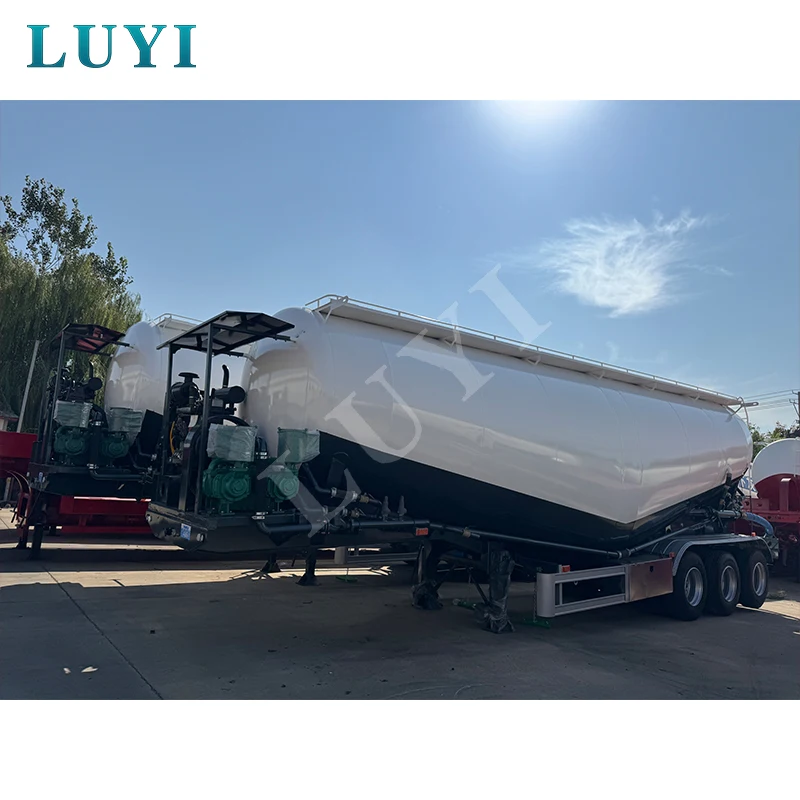 LUYI 3-Axle 35 cubic meters V-Shape Diesel Engine Cement Tanker Bulk Semi-Trailers With Sediment Powder Tank Semi Trailer