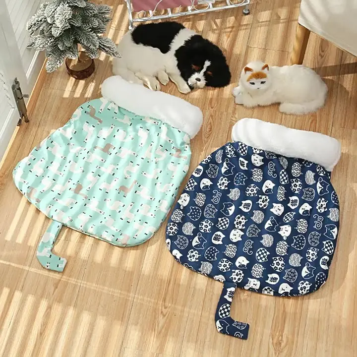 2024 Fine Era Wholesale  Cat Cave Floral Pattern Winter Warm Pet Nest Breathable Fiber Bed for Dogs Custom Packing