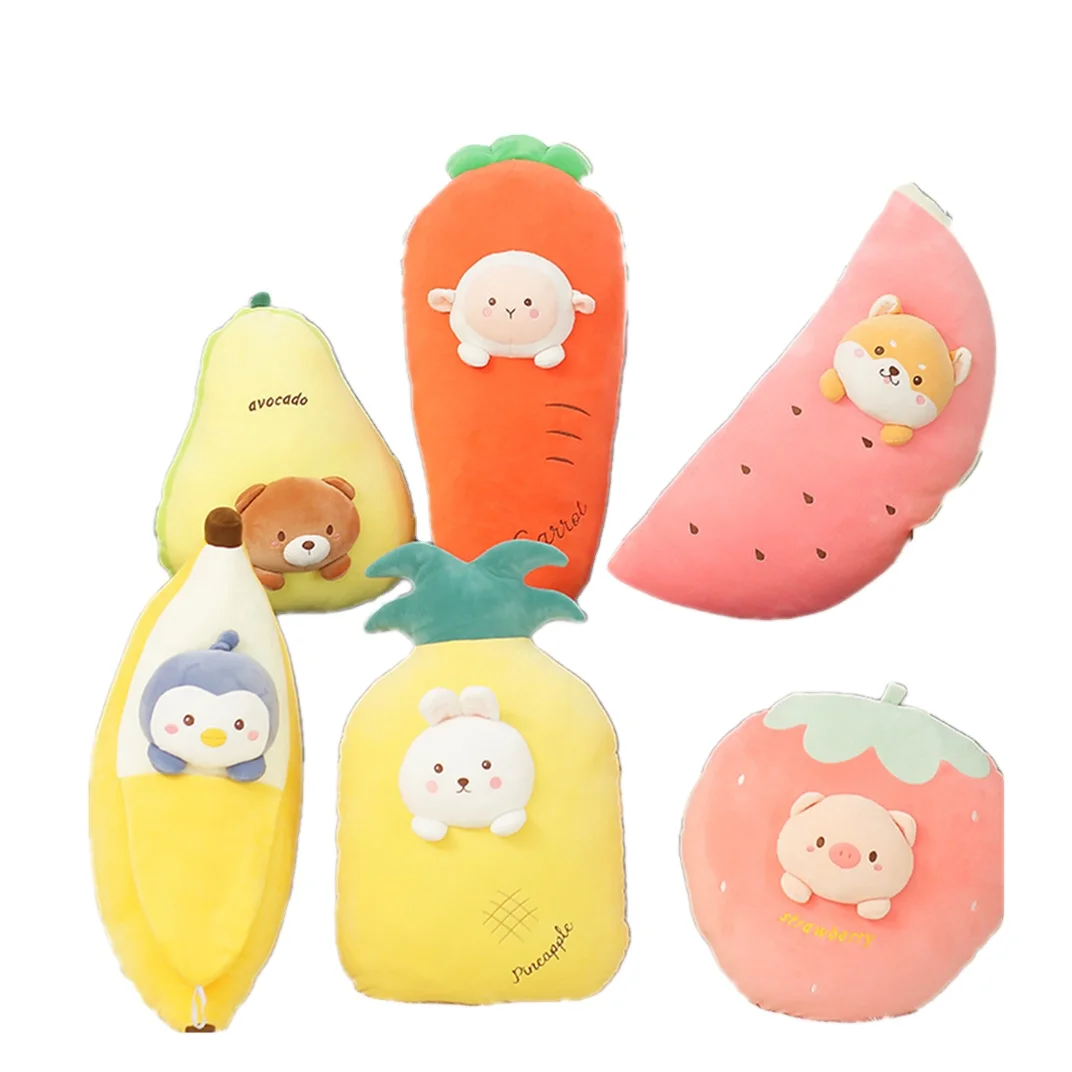 Wholesale factory custom logo lovely fruit pillow plush toys baby soft and comfortable Plush Doll decorative pillow