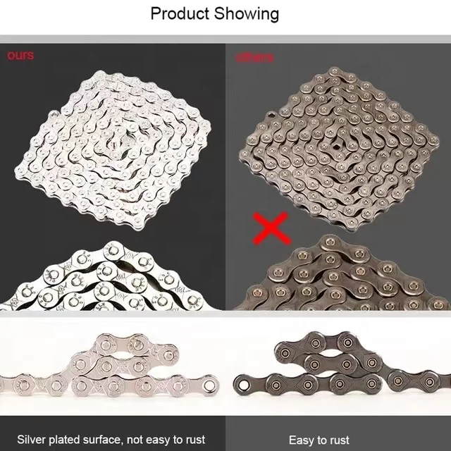 Bicycle Chain 6 7 8 9 10 11 12 Speed Velocidade Electroplated Silver Chain Mountain Road Bike MTB Chains