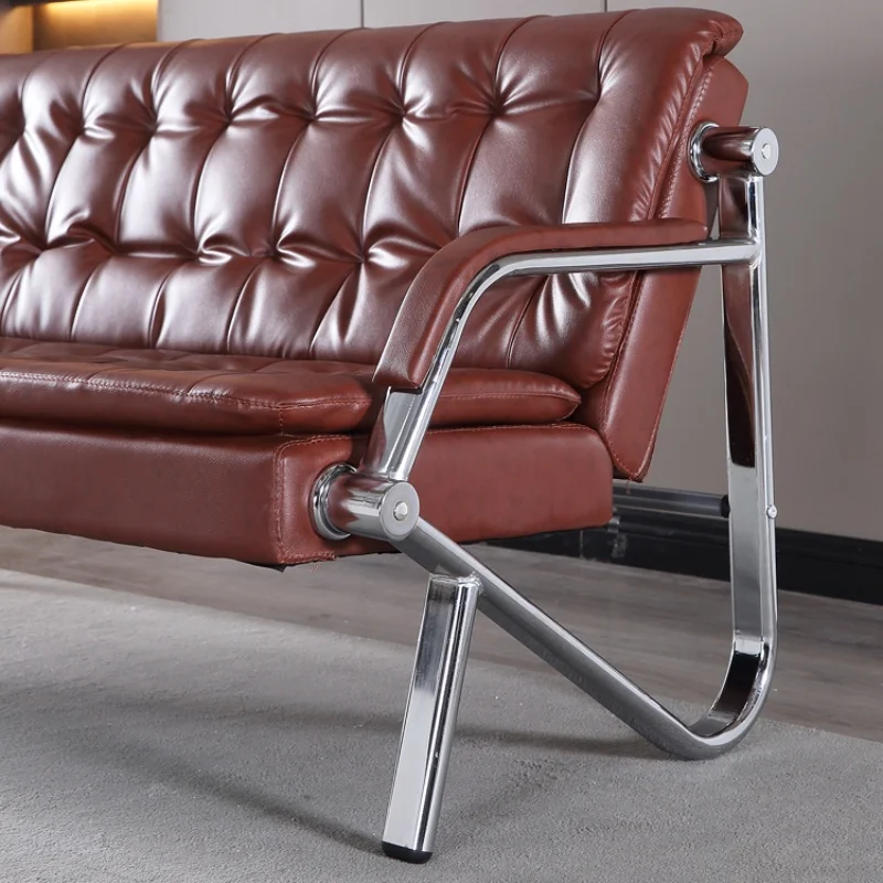 Simple office sofa coffee table combination set leather three business meeting reception minimalist office sofa