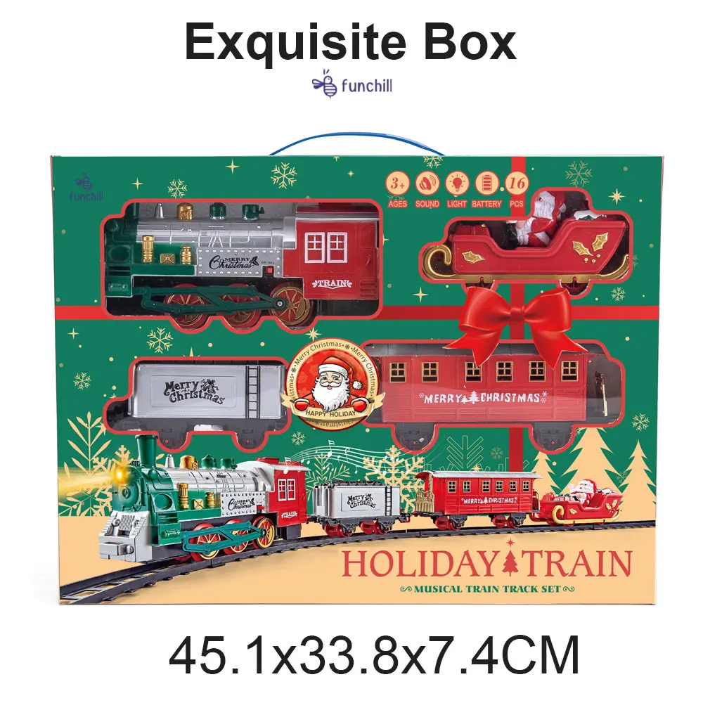 Vintage Assemble Race Electric Car Track Xmas Kids Railway Toys Christmas Train Set With Music Sound