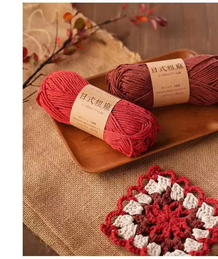 Cotton And Linen Hand Knitting Yarn Thick Fiber Cotton Crochet Yarn For Diy Hat And Bag