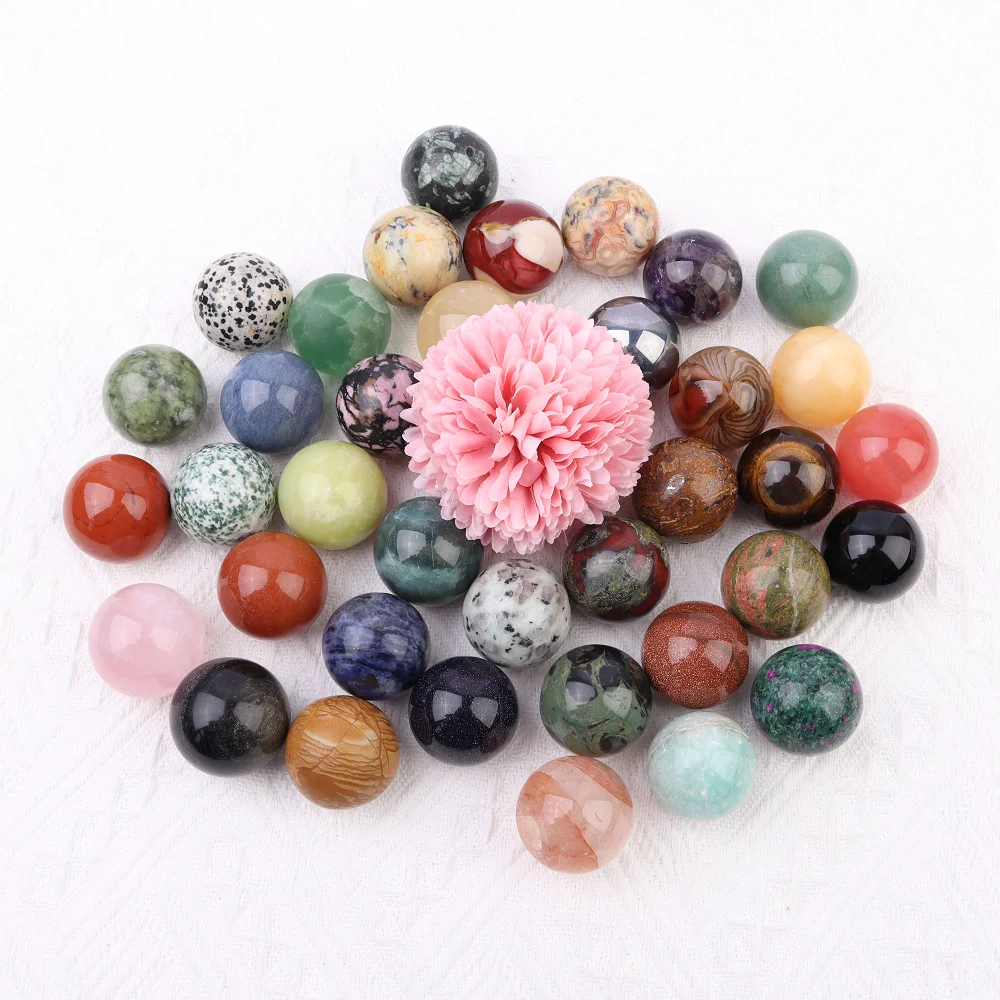28-30mm Bulk Mixed Natural Gemstones Spiritual Healing Crystals Reiki Wicca Chakra Stones Rose Quartz Sphere For Decoration