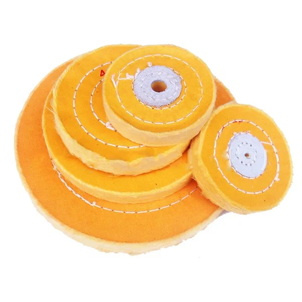 Yellow Cotton Buffing Wheel 4/5/6 inch 12/50 ply 55 Ply Cloth Cotton Buffing Polishing Wheel for Bench Grinder