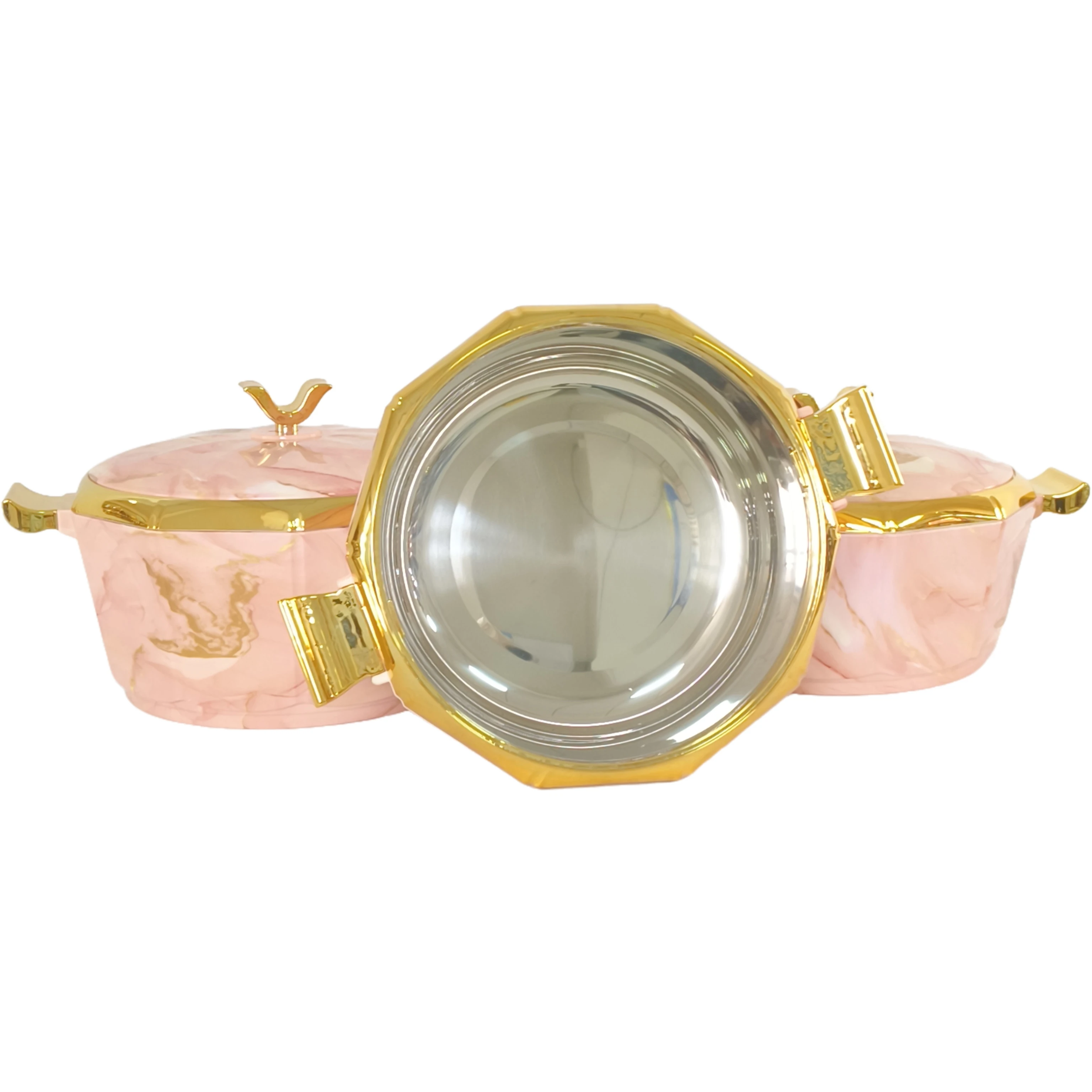 2024 Wholesale round Insulated Metal Food Container Set 2L+2.5L+3L Kitchen Africa Food Warmer Casserole