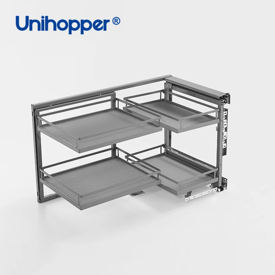 kitchen cabinet pull out soft closing magic corner movable wood panel storage basket