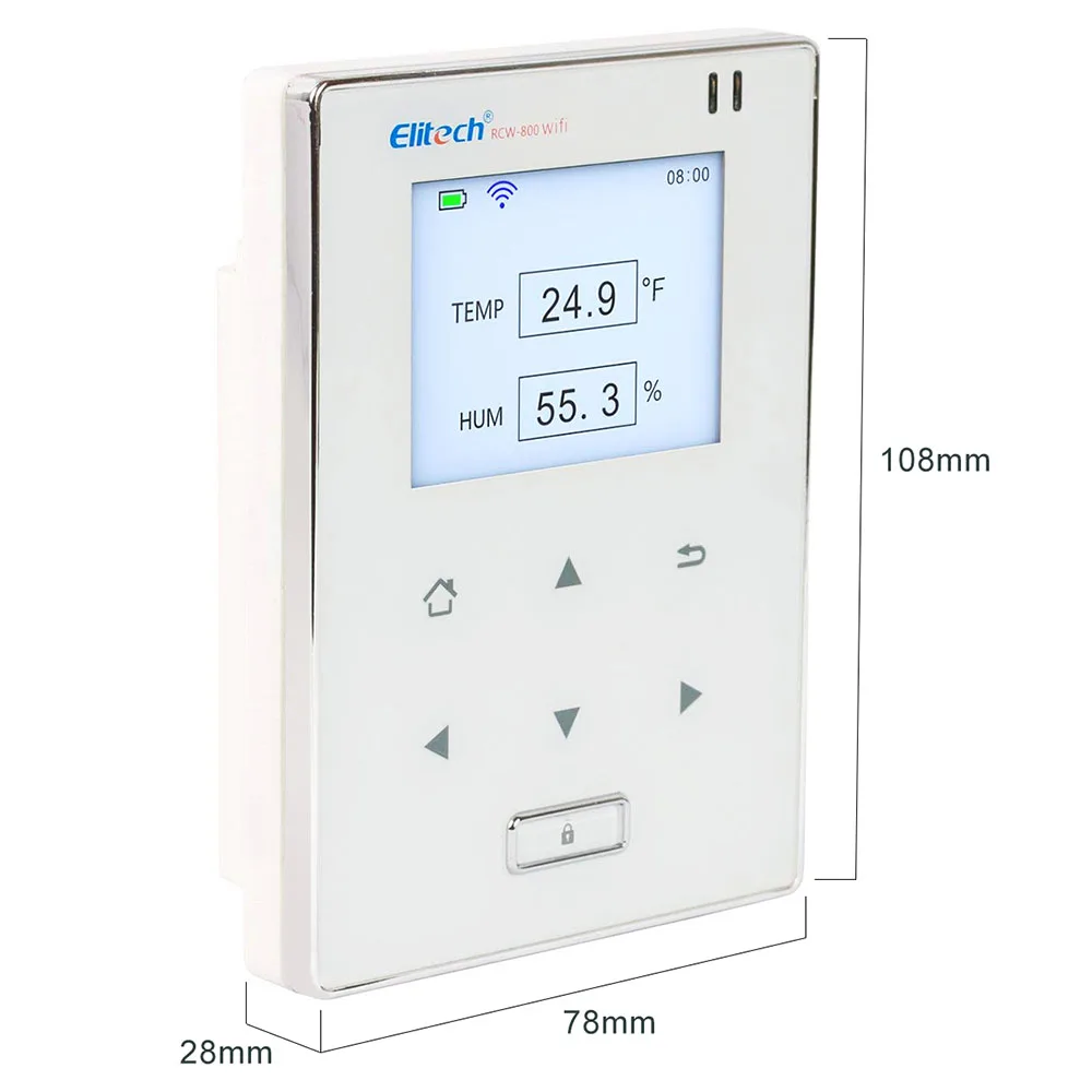 2.4GHz and 5GHz wireless Elitech RCW-800 WiFi temperature and humidity data logger
