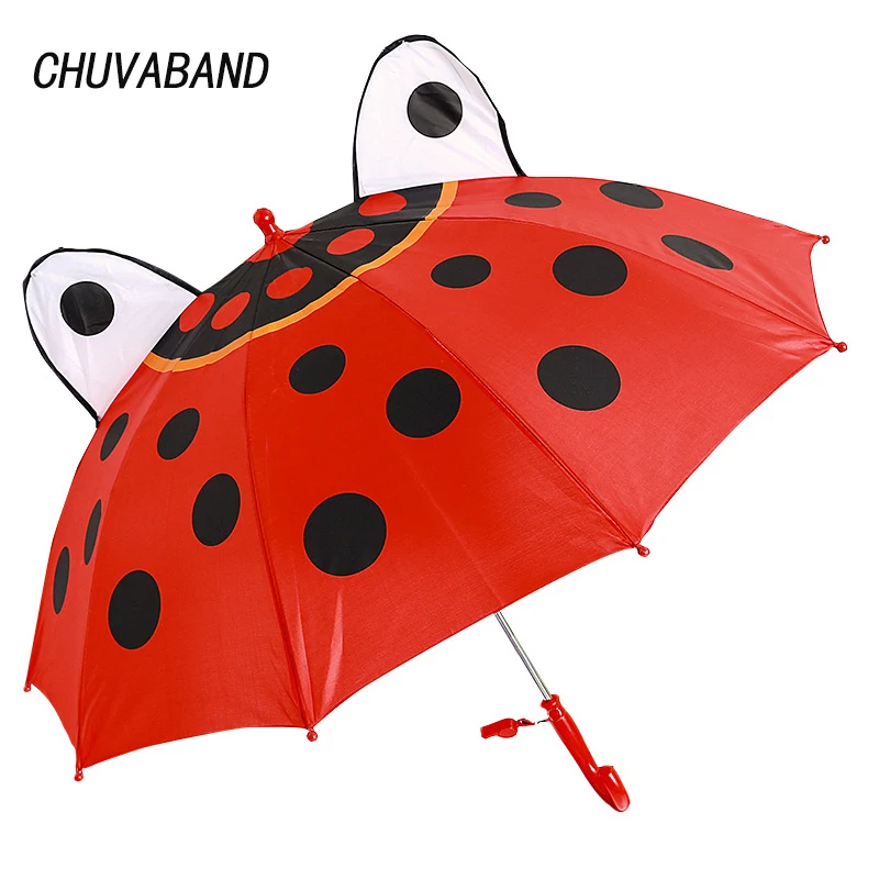 CHUVABAND Design Cartoon 3D Animal Child Automatic Umbrella Rainproof Sun Rainy Long Handle Boy Girl Kid Tools Whistle Umbrella