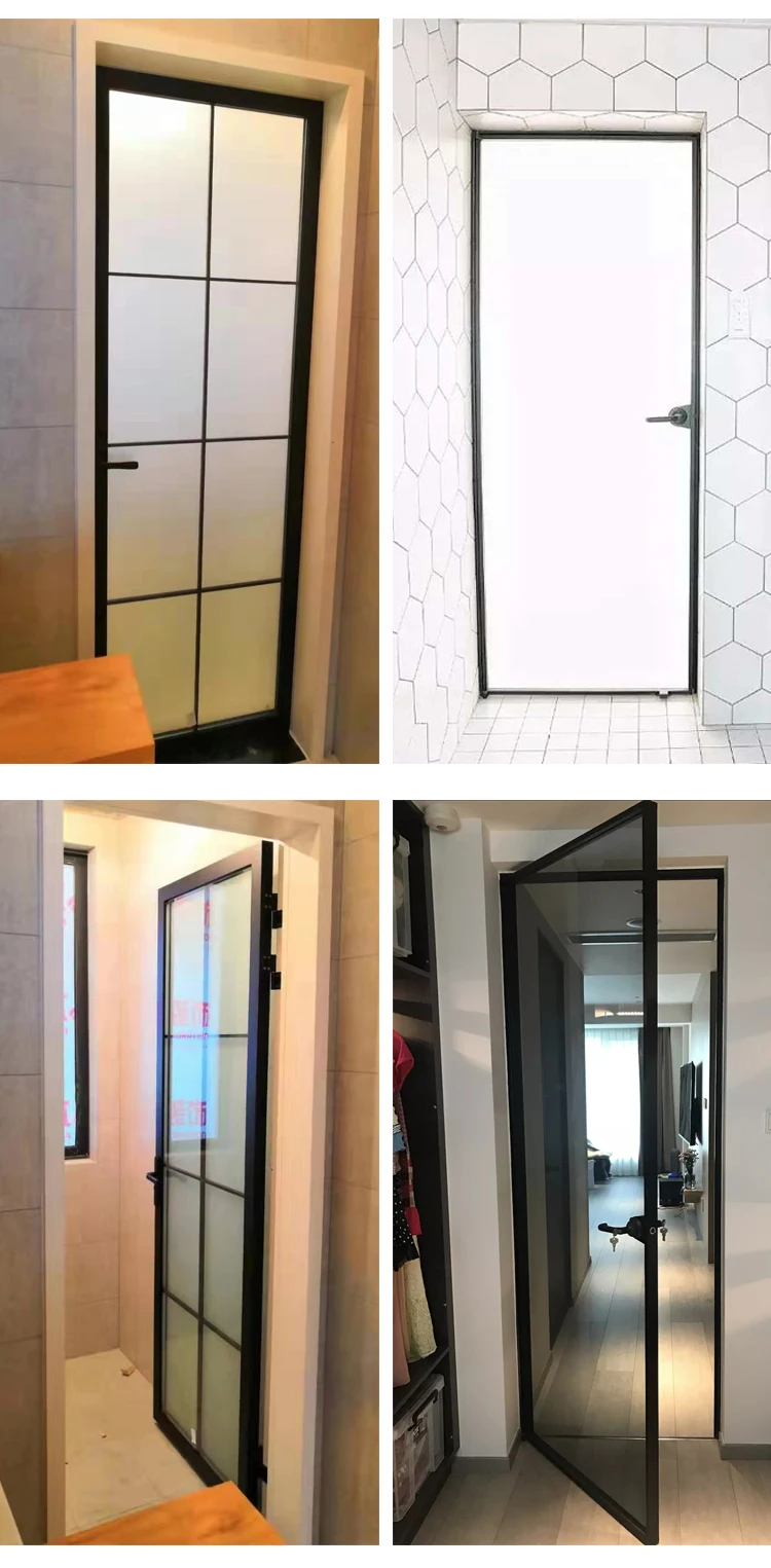 Swing Door Soundproof Crashproof Toughen  Villa Anti-collisio aluminum Pane Natural Veneer Swing Door