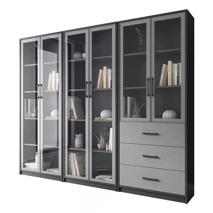 Modular Office Wooden File Cabinet Home Glass Door Combination Bookcase