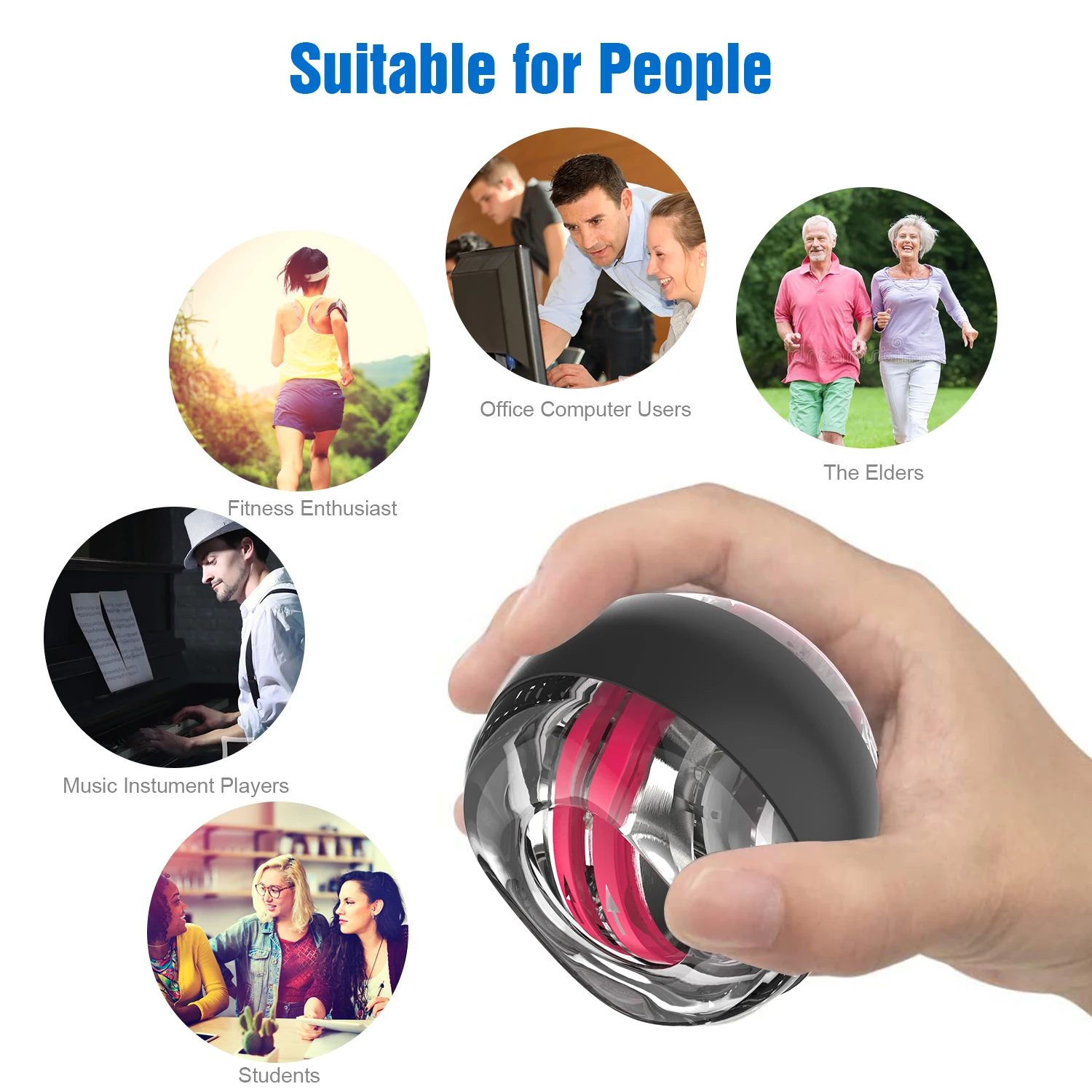 Factory Fitness Toy Arm Strengthener Wrist Exercise Power Gyro Roller Wrist Ball