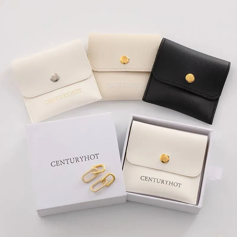 Wholesale Environmental Pu Leather Purse Envelope Jewelry Pouch Cosmetic Jewellery Packaging Bag with Button