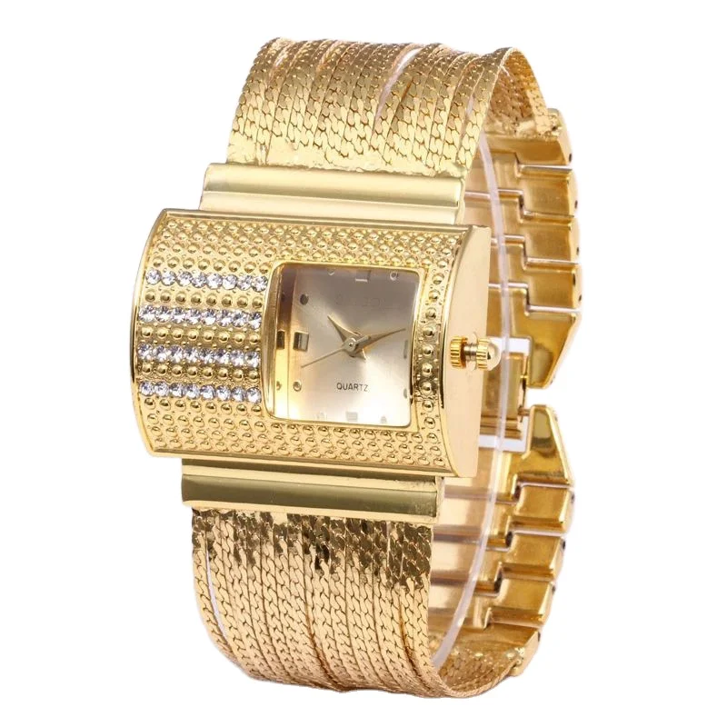Nigerian Bridal Gold Planting Bracelet African Girl Party Coral Jewelry Watches Dubai Diamond Bangle Quartz Watches For Wedding