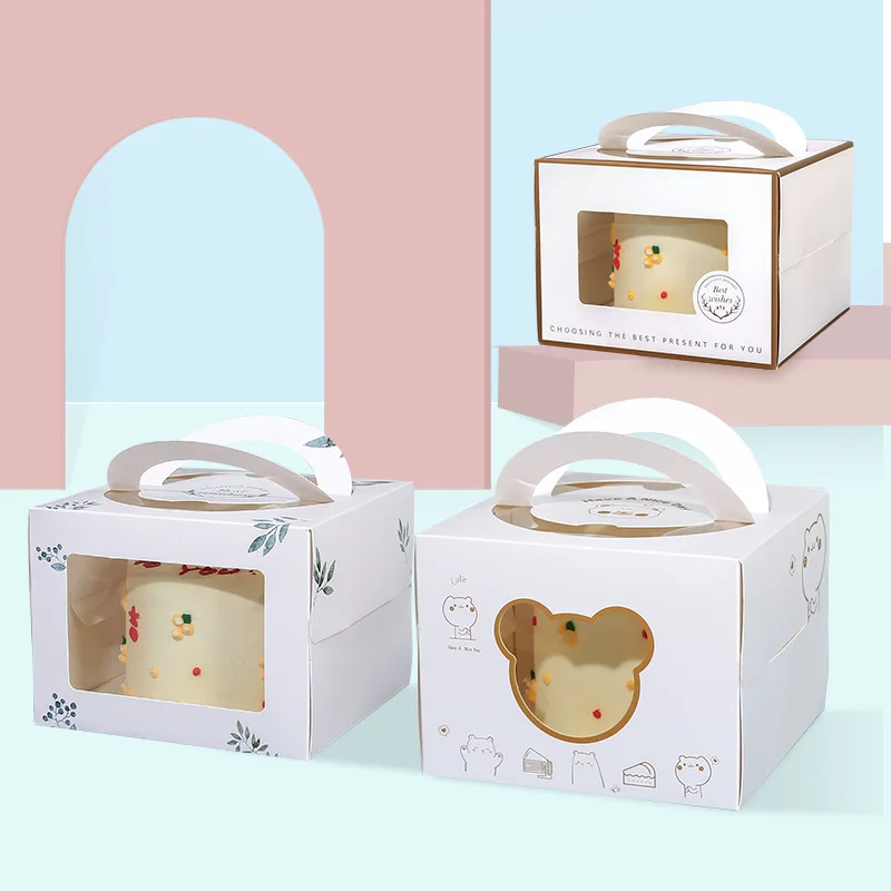 Wholesale Cake Box 4/6/8/10/12 Inch Portable Square Birthday Baking Box Cake Packing Box