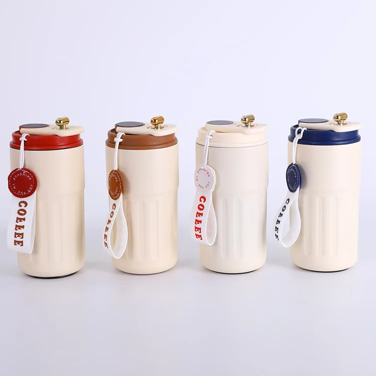 Smart Travel Vacuum Flask Large Stainless Steel Insulated Water Bottle with Plastic Lid and Cap for Sports Adults