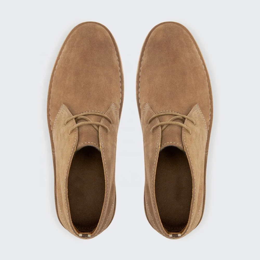 LANCI wholesale shoe factory custom suede chukka boots genuine leather ankle desert boots with logo for men