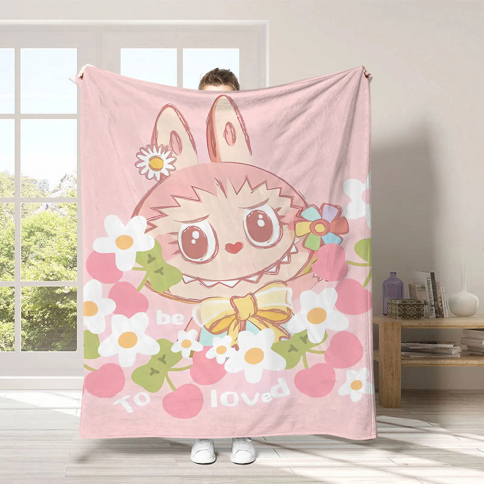 New Labubu Cartoon Anime Flannel Blanket Labubu Throw Home Sofa Lunch Break Blankets Student Blankets Nap Gift