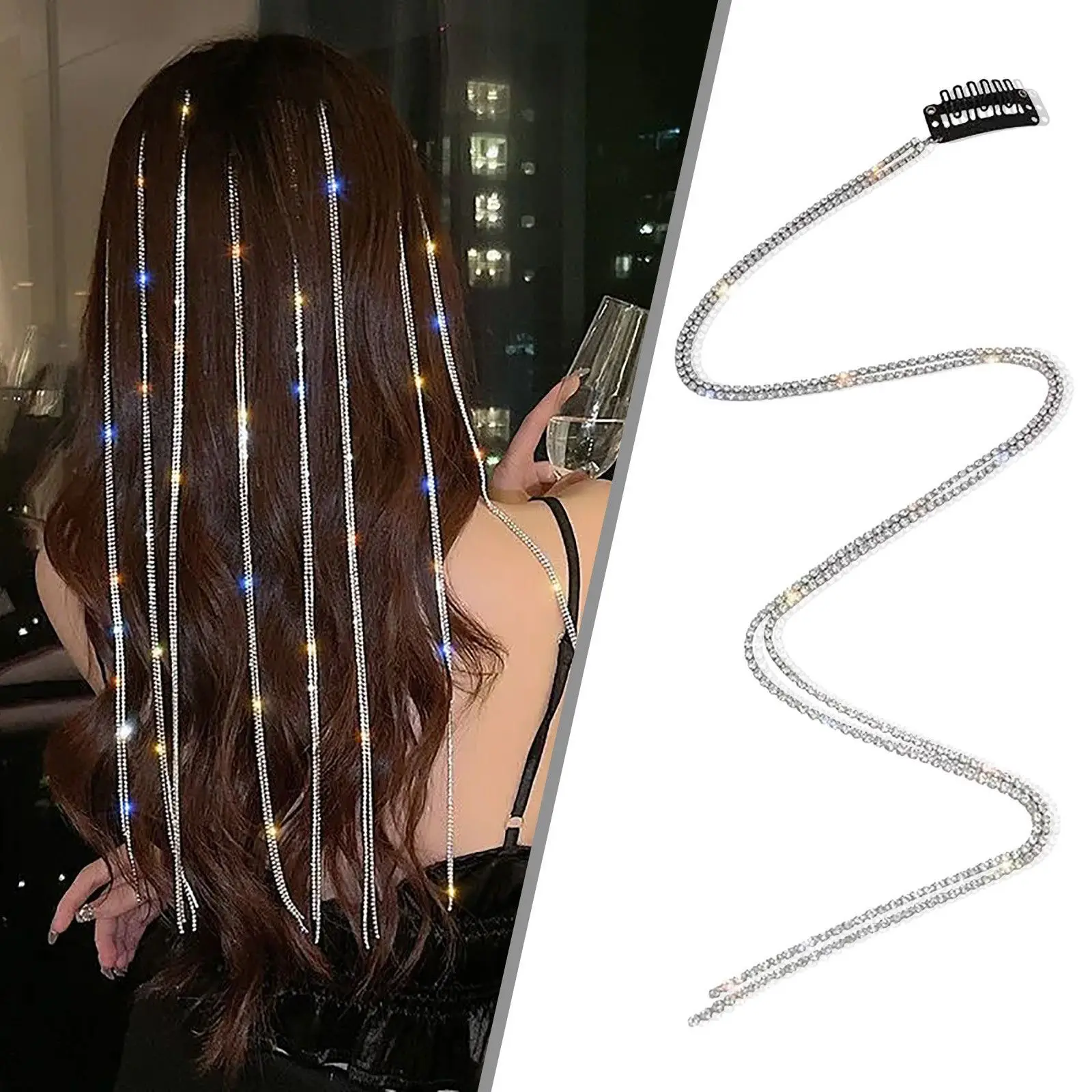 Shiny Rhin Tassel Hairpin Estone Shining Diamond Hair Chain Barrettes Temperament Braided Hair Dreadlocks Hair Accessories
