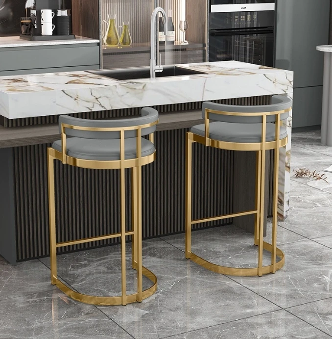 Nordic light luxury high stool bar chair modern minimalist backrest cafe bar chair household island table high chair