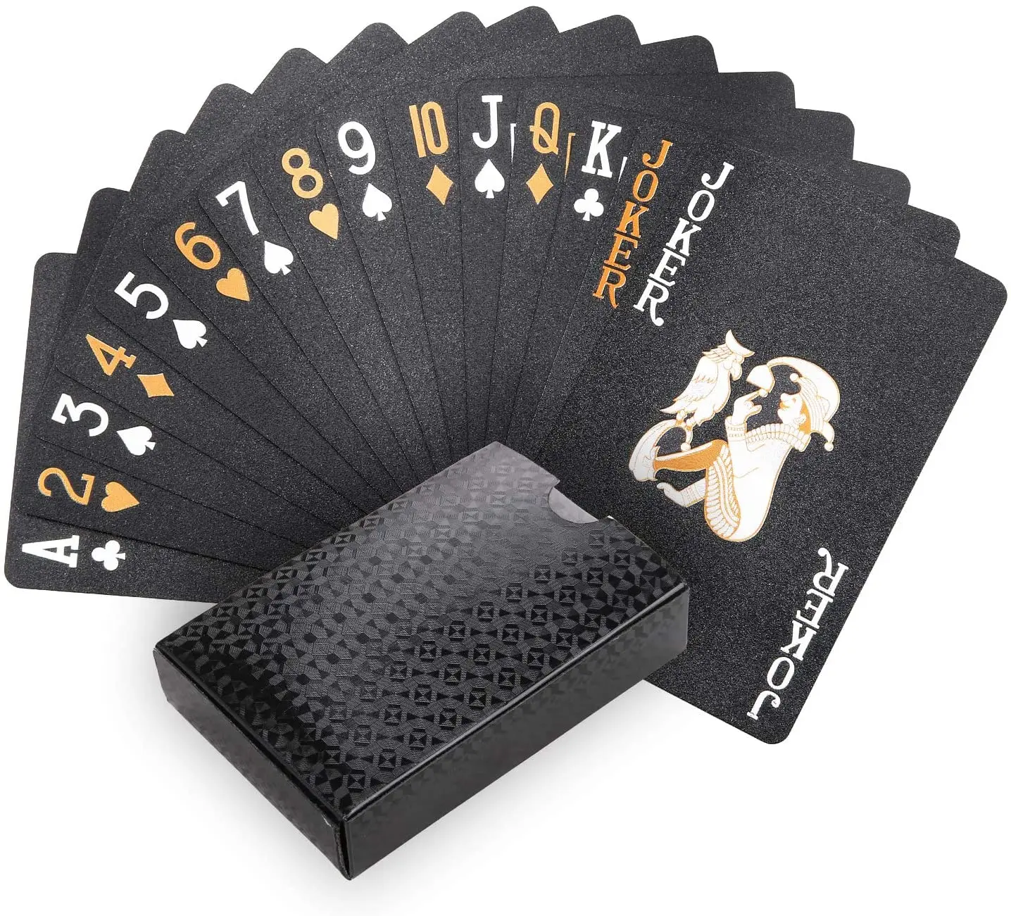 Custom Logo Playing Cards Front And Back Waterproof Black Gold Paper Holographic Poker Playing Cards Printing