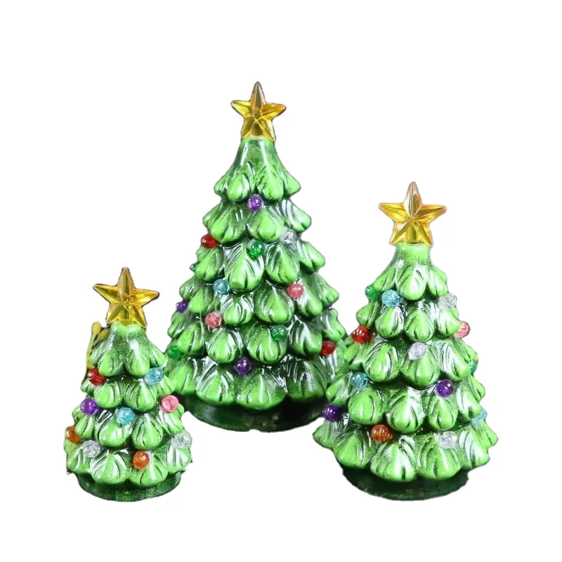 Battery operated Ceramic Christmas tree with colorful light