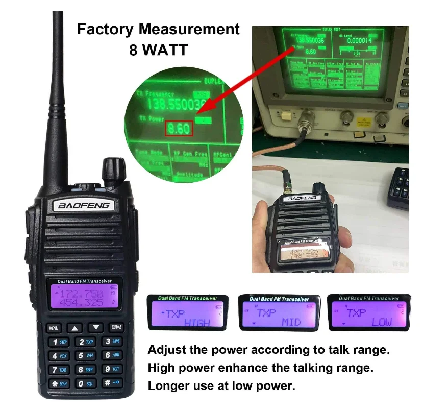 Baofeng High Quality UV-82 8W Walkie Talkie Two Channel Radio Dual PTT Dual Band Radio Receiver UHF VHF 10km Transmitter