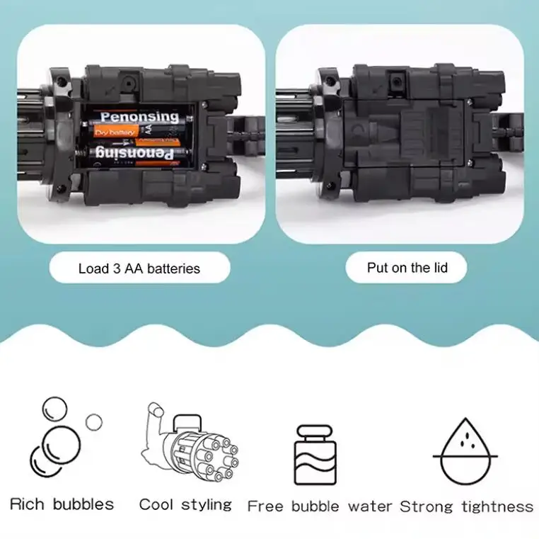 Summer Hot selling Outdoor Products Electric Bubble Gun 8 Holes Gatling Blaster Bubble Gun Toys