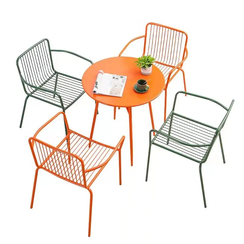 Wholesale garden iron chair courtyard net red milk tea shop iron leisure chair Cafe outdoor garden balcony terrace small chair