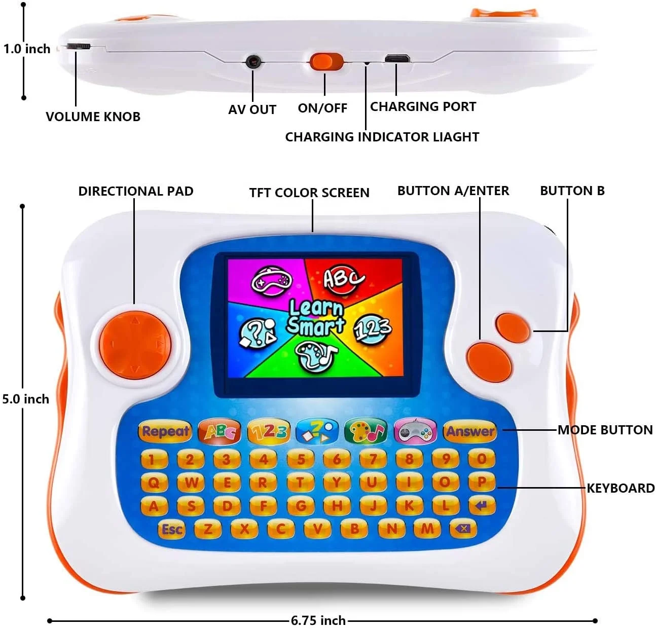 16 Bit Education Learning Pad With 104 Activities 2.7 inch Learning Machine