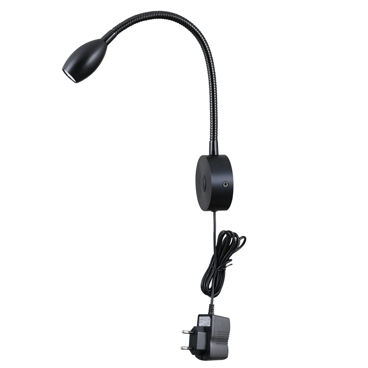 Bedside LED Reading Light Flexible Gooseneck Wall Lamp, Headboard Wall Mount Dimmable Book Light with Plug-in Power Adapter