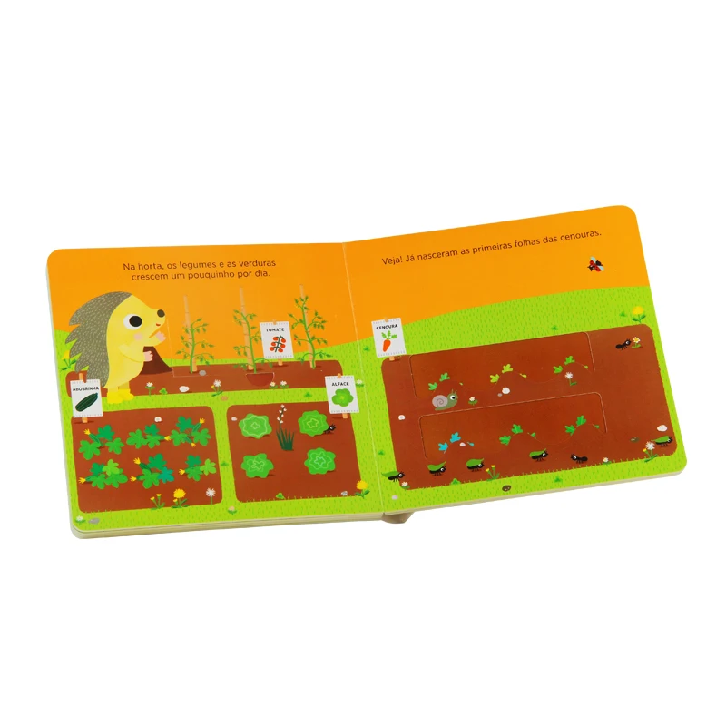 Factory Custom Kids Board Book Publishing Printing Services Children Cardboard Book Push and Pull Board Book