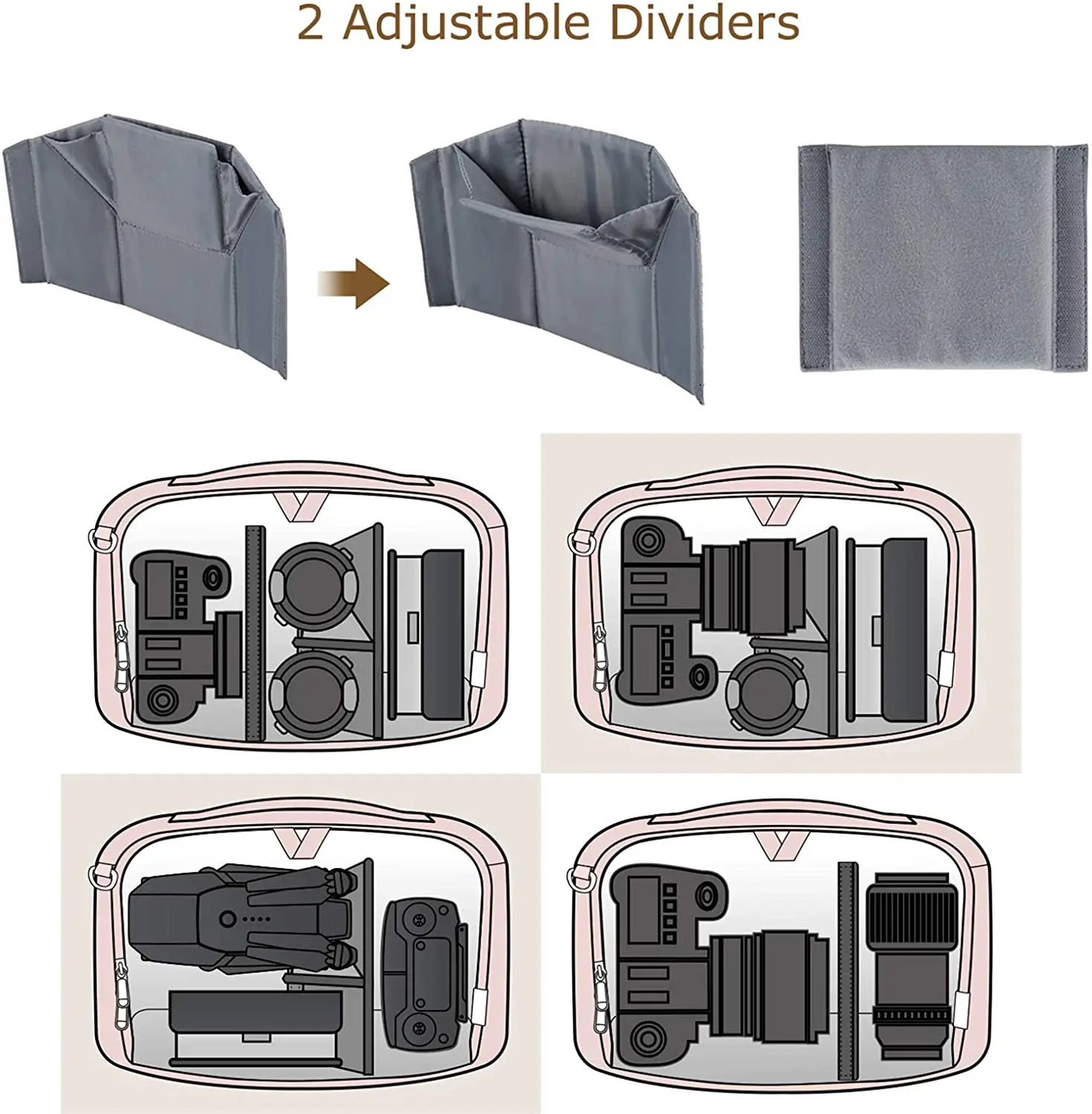 Expanded view Camera Bag  SLR Camera Sling Bag Purse Cross body Bag with Padded Shoulder Strap