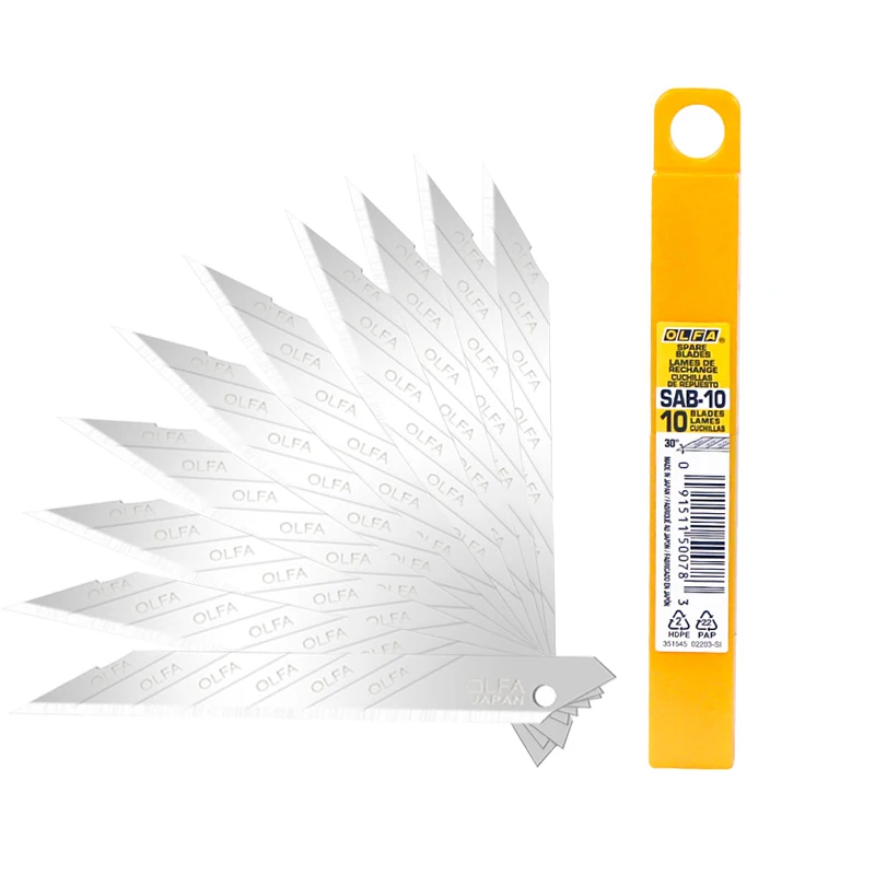 Япония OLFA SAB-10 Железный никелевый сплав инструментальная сталь 9 мм Универсальный нож 30 градусов Сменное лезвие