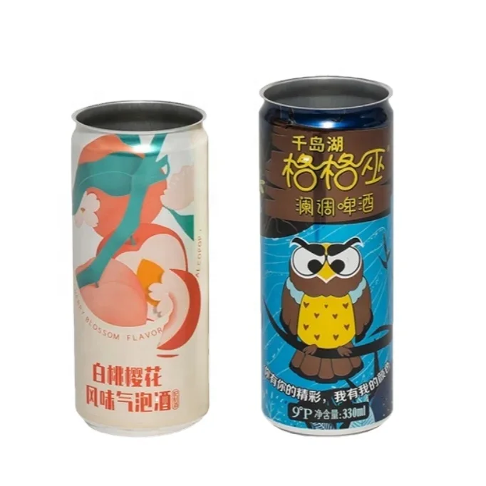 china manufactured 150ml 200ml 355ml 25cl slim sleek beverage beer soda juice coffee slim blank empty aluminum cans with lids