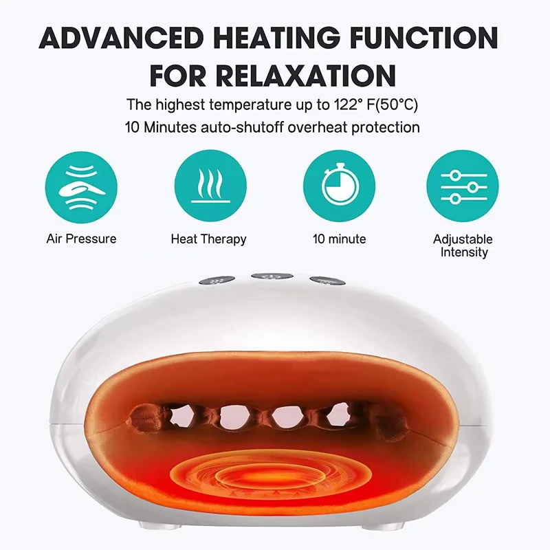 Cordless Electric Air Compression Hand Palm Fingers Massager Pain Relief Finger Hand Massager with heating