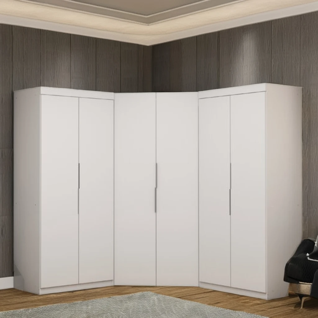 Modern Large Space Capacity Modular Wooden Corner Wardrobe Closet Home Melamine Bedroom Storage Clothes Organization Furniture