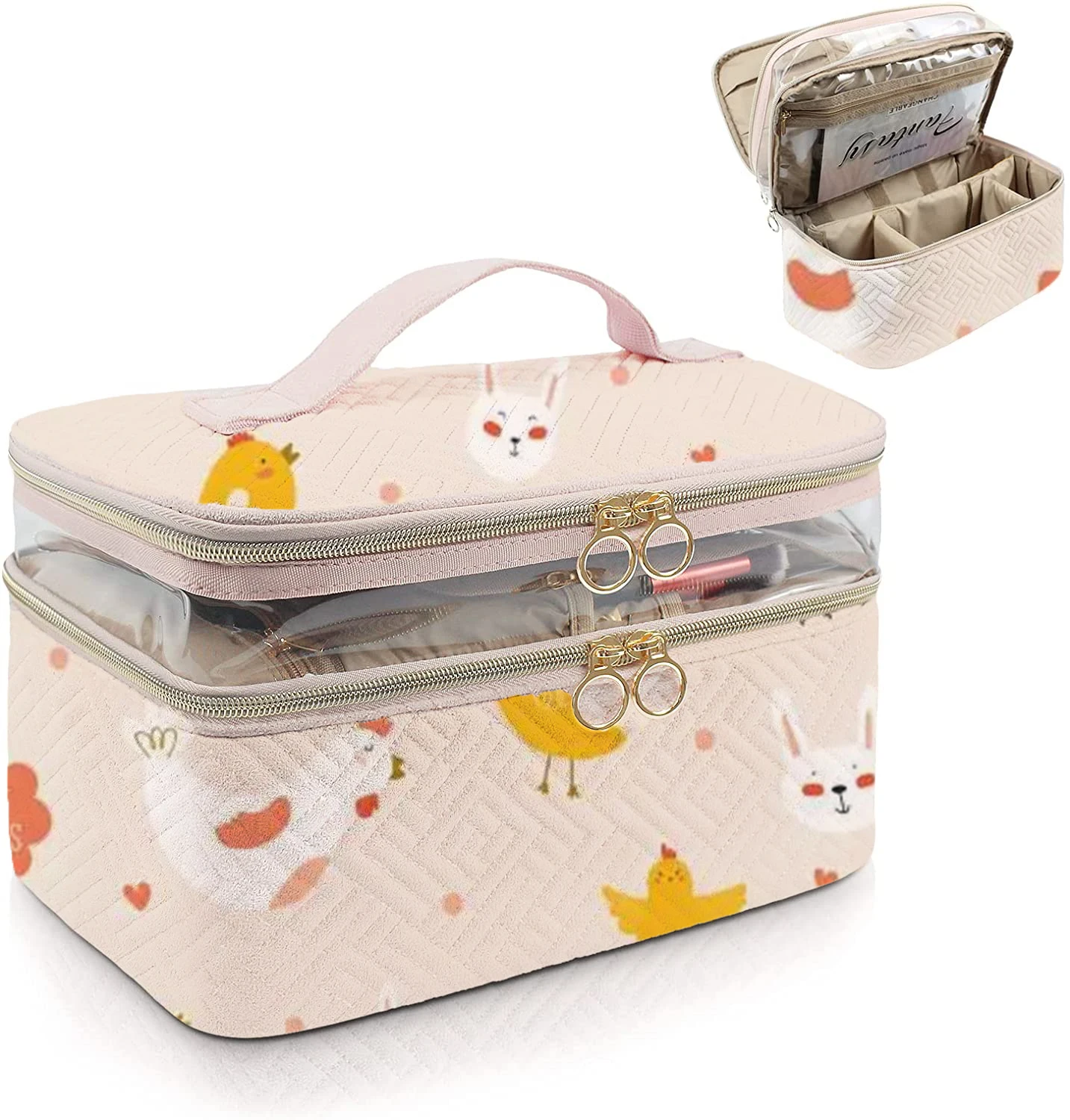 Foldable Travel Makeup Bag Water Resistant Detachable Large Cosmetic Bag Zipper Makeup Case Bag