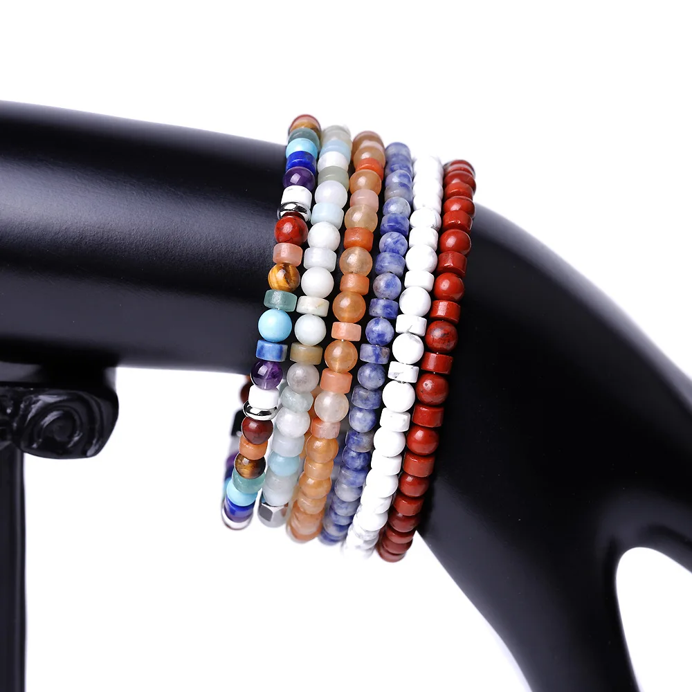 European American Fashion Accessories Amethyst Yoga Bracelet Colorful Stone White Pine Lapis Bracelet for Women Girls