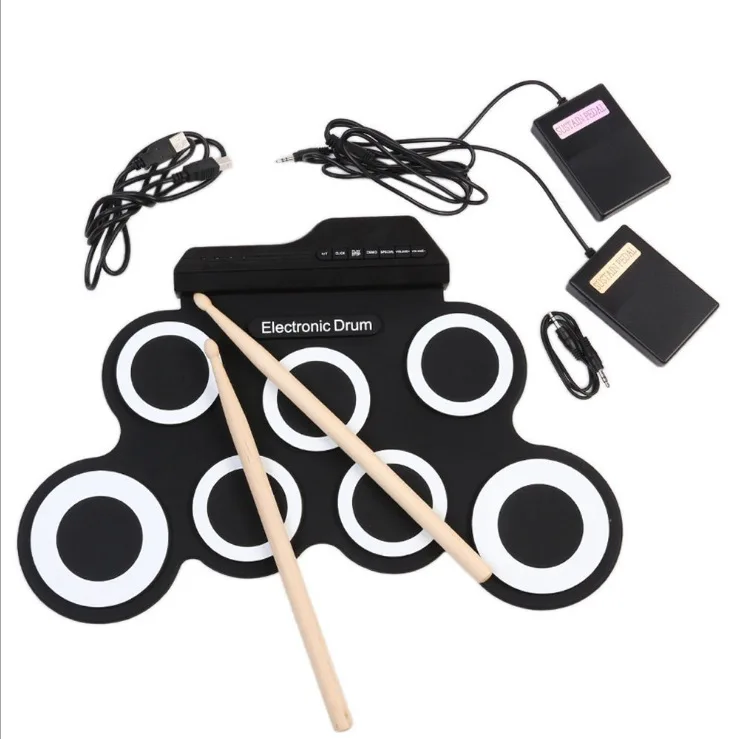 Roll Drum Kit Percussion Pad Digital USB AAA Battery Electronic Music Portable Electric Drum Set For Kids