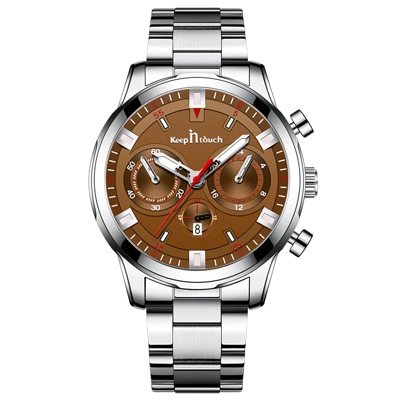 Wholesale 2020 Hot Selling Luxury Mens Stainless Steel Watches Custom Logo Quartz Wristwatch