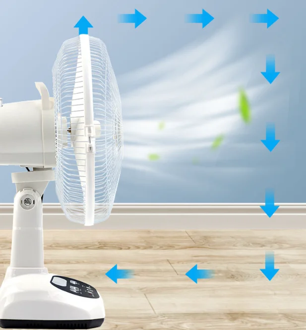 AC/DC Operation Metal Grill 12 Inches 3 Blades Rechargeable Home Solar Fans Rechargeable Electric Fan